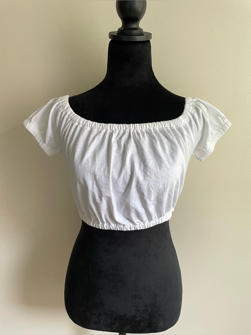 Wilfred Aritzia White Cotton Off Shoulder Crop Top Puff Sleeve Size S